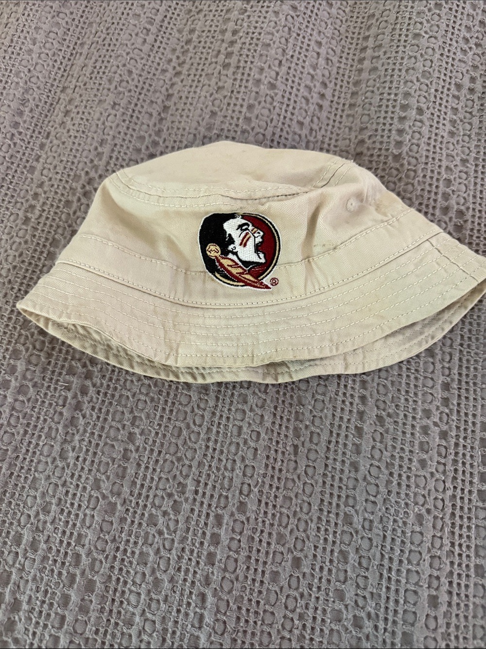 The Game Beige Bucket Hat with Embroidered Team Crest